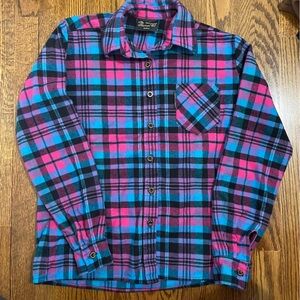 The Vermont Flannel Co. Pink Blue Button Down USA Made Ladies Small